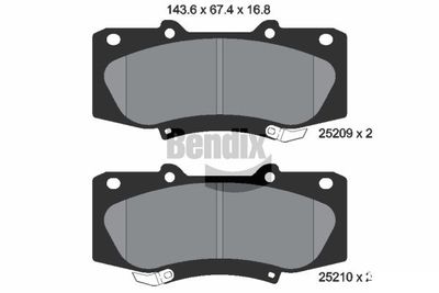 BENDIX Braking BPD1479 Тормозные колодки и сигнализаторы для TOYOTA HILUX VII Пикап (_N1_, _N2_, _N3_) 3.0 D-4D 4WD (KUN26)