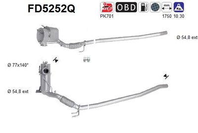 Filtr sadzy / filtr cząstek stałych, układ wydechowy AS 3C0254701JX