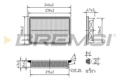 Воздушный фильтр BREMSI FA1053 для HONDA CR-V