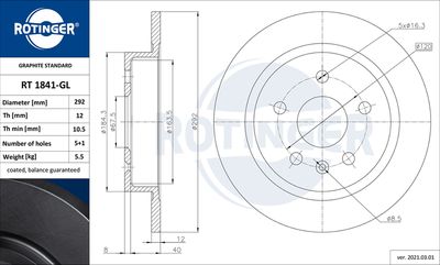 спирачен диск ROTINGER RT 1841-GL