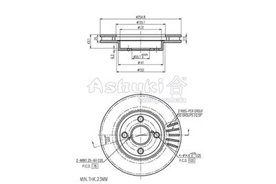 Тормозной диск ASHUKI by Palidium 0990-2412 для BYD F3R
