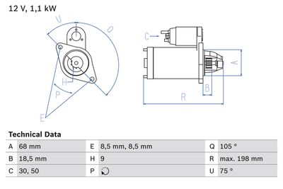 BOSCH Startmotor / Starter (0 986 019 870)