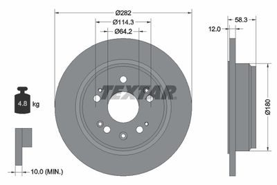 Тормозной диск TEXTAR 92144500 для HONDA STREAM