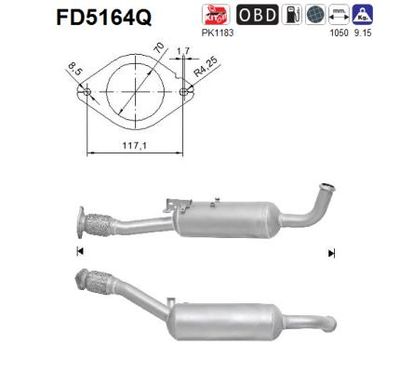 Filtr sadzy / filtr cząstek stałych, układ wydechowy AS FD5164Q