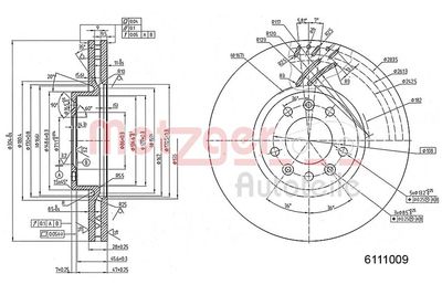 BREMSSCHEIBE METZGER AUTOTEILE 6111009 2