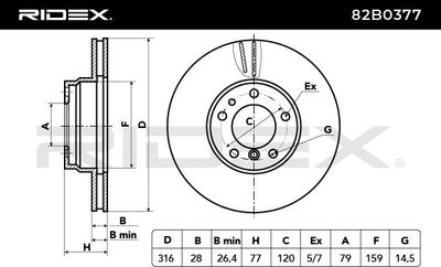 спирачен диск RIDEX 82B0377