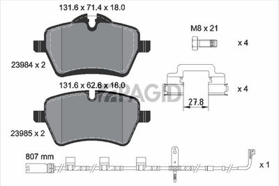 комплект спирачно феродо, дискови спирачки PAGID T2719N