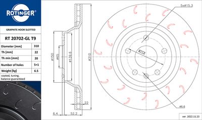 спирачен диск ROTINGER RT 20702-GL T9