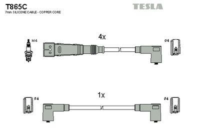 Комплект проводов зажигания TESLA T865C для VW CADDY