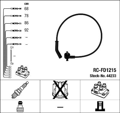 Комплект проводов зажигания NGK 44233 для FORD KA