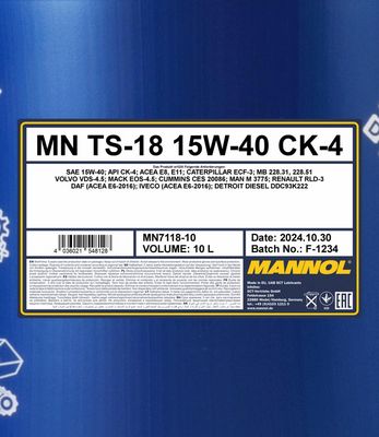 Mannol TS-18 E9/E7 15W40 - 10L