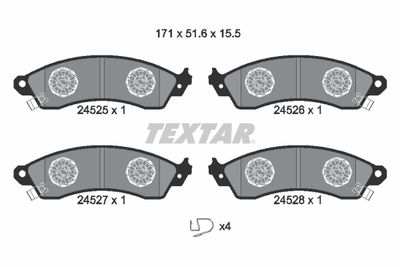 Комплект тормозных колодок, дисковый тормоз TEXTAR 2452501 для CHEVROLET CORVETTE
