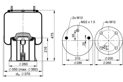 Mech pneumatického pruženia, vzduchové pruženie PHOENIX 1 D 28 D-11