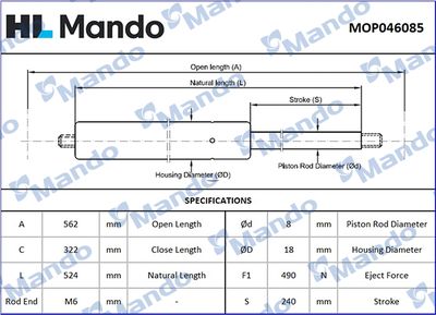 AMORTIZOR PORTBAGAJ MANDO MOP046085
