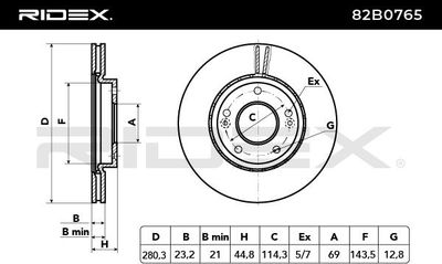 спирачен диск RIDEX 82B0765