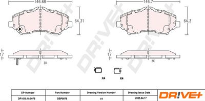 BREMSBELAGSATZ SCHEIBENBREMSE DR!VE+ DP1010100076 2