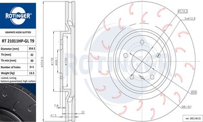 спирачен диск ROTINGER RT 21011HP-GL T9
