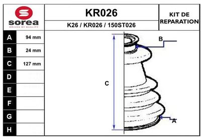 Комплект пыльника, приводной вал EAI KR026 для MERCEDES-BENZ HENSCHEL