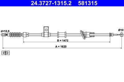 Тросик, cтояночный тормоз ATE 24.3727-1315.2 для VOLVO S40