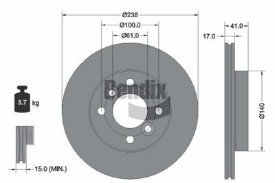 спирачен диск BENDIX Braking BDS2351