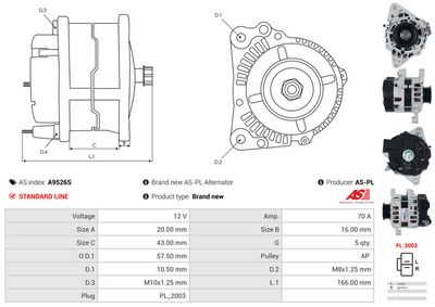 GENERATOR / ALTERNATOR AS-PL A9526S 4