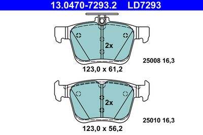 Комплект тормозных колодок, дисковый тормоз ATE 13.0470-7293.2 для SEAT ATECA