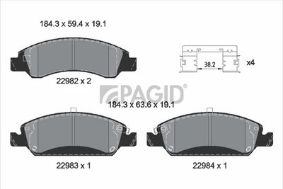 комплект спирачно феродо, дискови спирачки PAGID T4236N