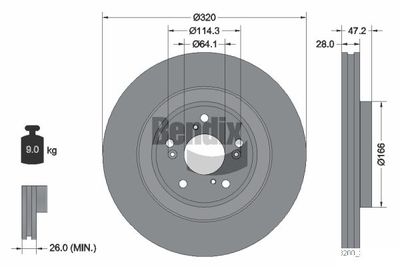 BENDIX Braking BDS2151 Тормозные диски  для HONDA CR-V (Хонда Кр-в)