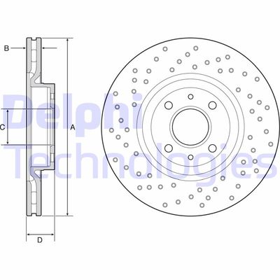 Тормозной диск DELPHI BG4943C для ABARTH 500C