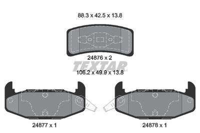 Комплект тормозных колодок, дисковый тормоз TEXTAR 2487601 для PONTIAC GRAND PRIX