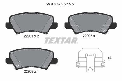 Комплект тормозных колодок, дисковый тормоз TEXTAR 2290101 для KIA PICANTO