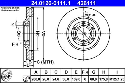 Тормозной диск ATE 24.0126-0111.1 для OPEL FRONTERA