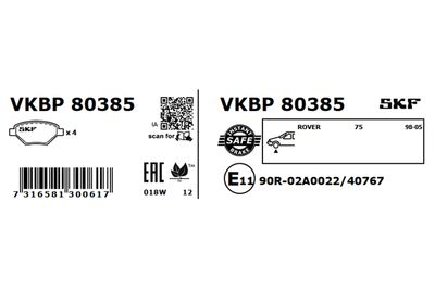 Brake Pad Set, disc brake VKBP 80385