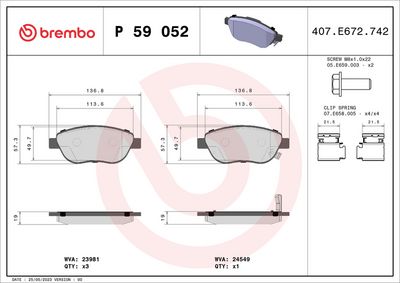 Brake Pad Set, disc brake P 59 052