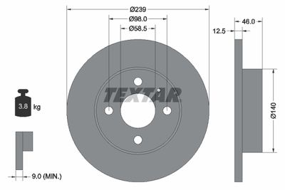 Тормозной диск TEXTAR 92044000 для ALFA ROMEO ALFASUD