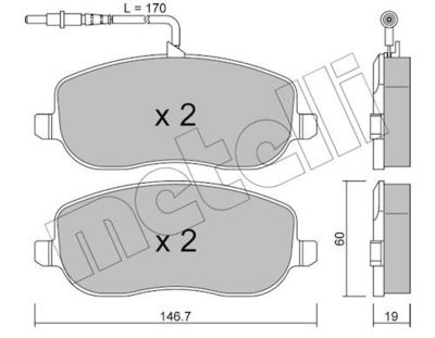 комплект спирачно феродо, дискови спирачки METELLI 22-0530-0