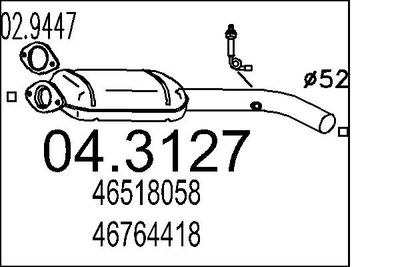 Катализатор MTS 04.3127 для FIAT MULTIPLA