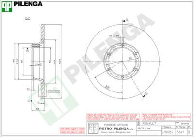 Тормозной диск PILENGA 5141 для DACIA 1300