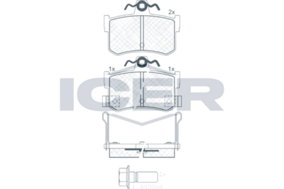 комплект спирачно феродо, дискови спирачки ICER 180995-701