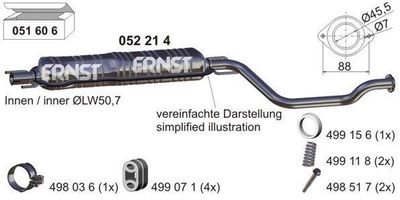ERNST 052214 Глушитель выхлопных газов  для OPEL ASTRA G купе (T98) 2.2 16V (F07)