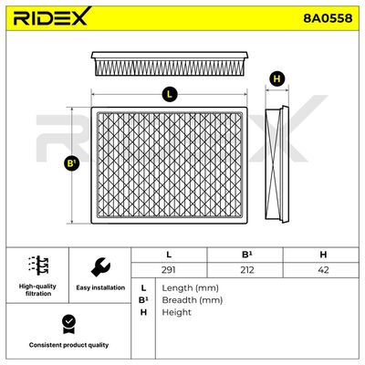 въздушен филтър RIDEX 8A0558