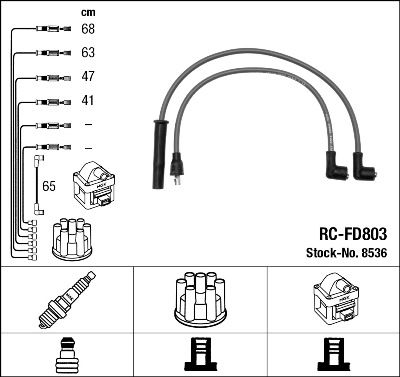 Комплект проводов зажигания NGK 8536 для FORD ESCORT