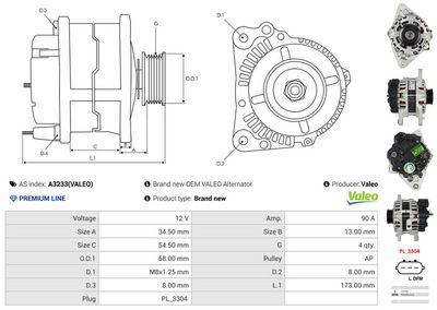 GENERATOR / ALTERNATOR AS-PL A3233VALEO 4