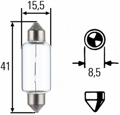 Gloeilamp (Karton 10pcs) C15W 24V 15W SV8,5-8 Heavy Duty