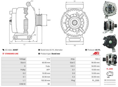 GENERATOR / ALTERNATOR AS-PL A0487 4