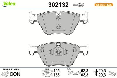 BREMSBELAGSATZ SCHEIBENBREMSE VALEO 302132