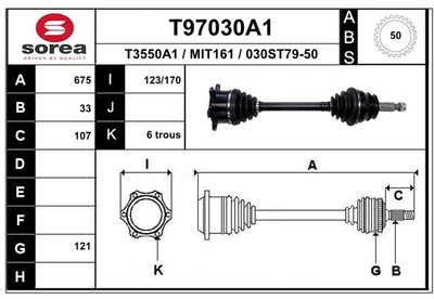 Приводной вал EAI T97030A1 для MITSUBISHI PAJERO