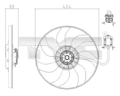 Вентилятор, охлаждение двигателя TYC 825-0019 для OPEL CASCADA