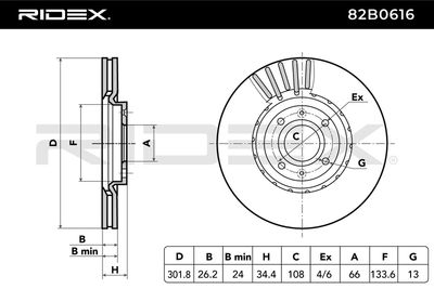 спирачен диск RIDEX 82B0616