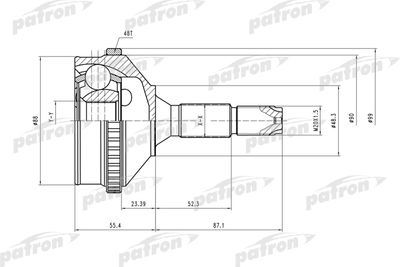 Шарнирный комплект, приводной вал PATRON PCV2056 для PEUGEOT 206